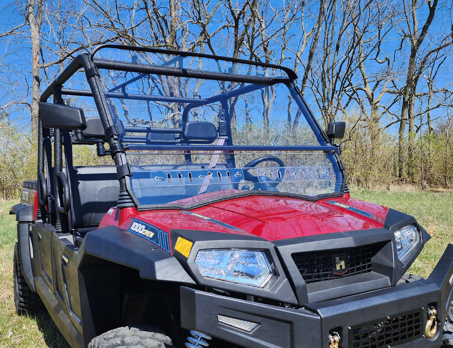 HISUN Sector 1000 Crew - 2 Pc Windshield with Vent, Clamp, and Hard Coat Options